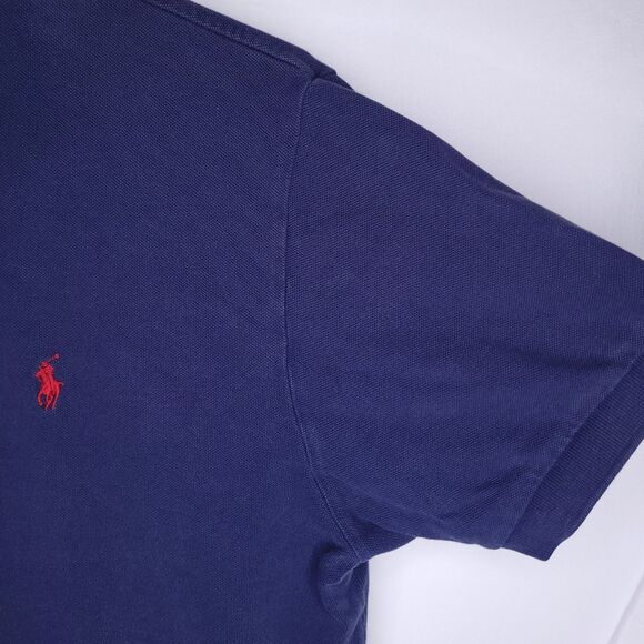 Ralph Lauren Polo Shirt Mens Large Navy Ree Pony Cotton Vintage - Picture 4 of 11